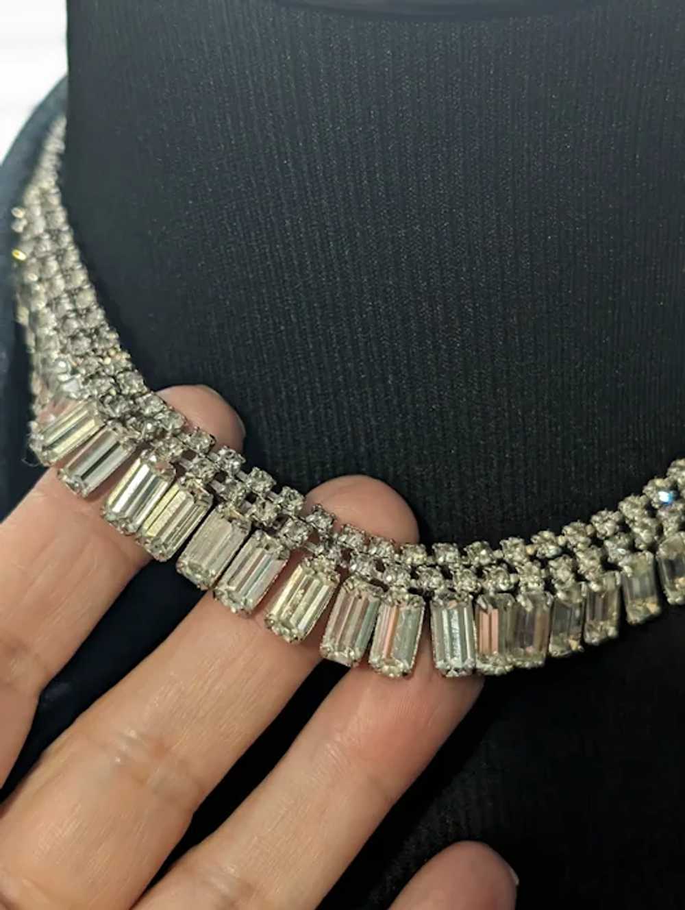 Rhinestone Baguette Crystal Choker Necklace - image 5