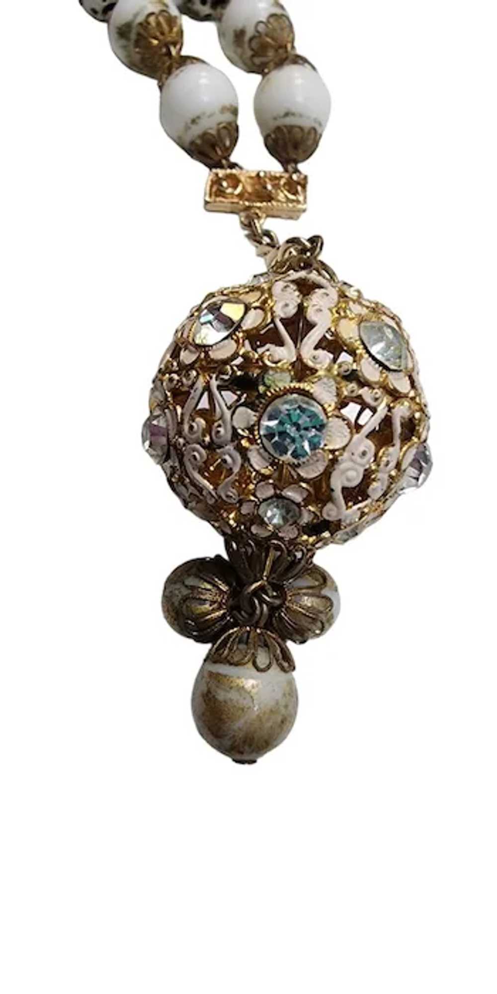 Vintage Hobe Signed Enamel Filigree Ball Charm Br… - image 2