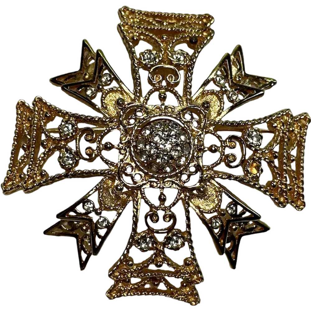 KJL Maltese Cross Pendant Brooch Kenneth Jay Lane… - image 1