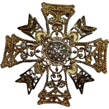 KJL Maltese Cross Pendant Brooch Kenneth Jay Lane… - image 1