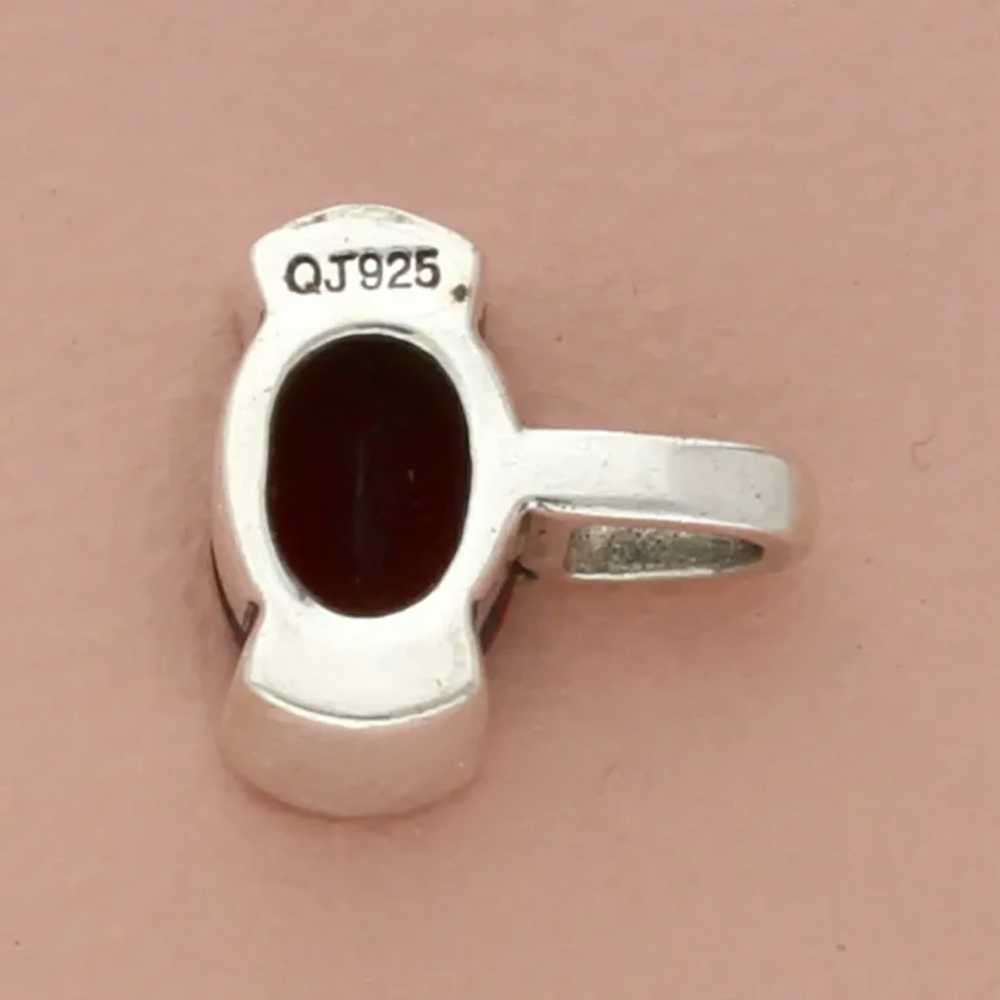 Sterling Silver Pebbled Oval-Cut Red Garnet Penda… - image 4