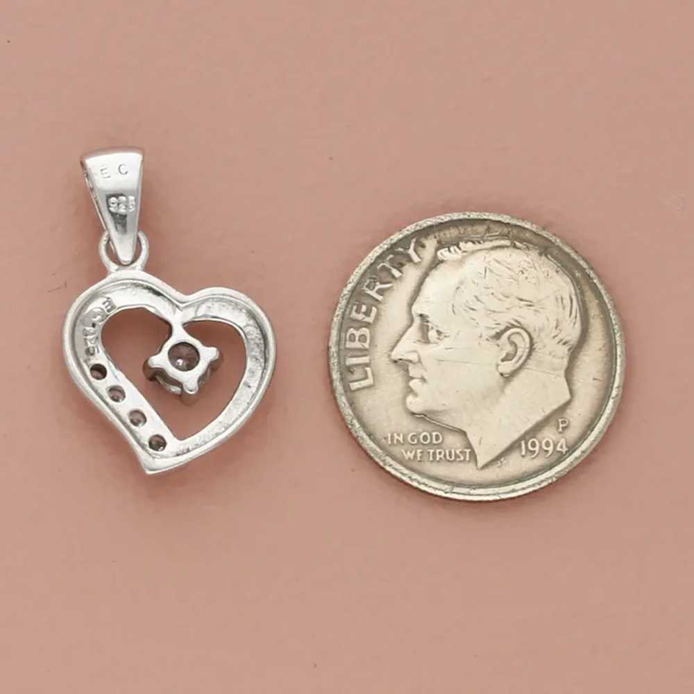Sterling Silver Round-Cut Cz Heart Pendant - image 3