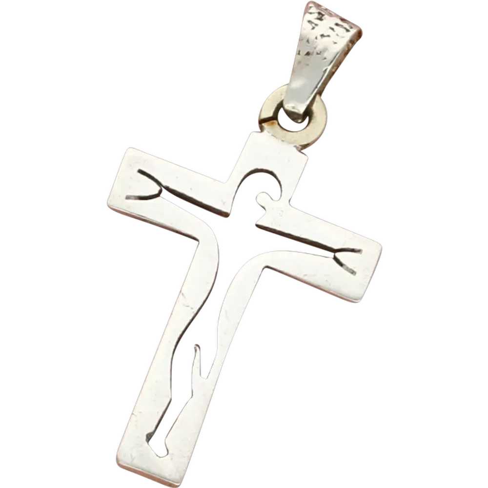 Taxco Mexico Sterling Silver Vintage Crucifix Cro… - image 1
