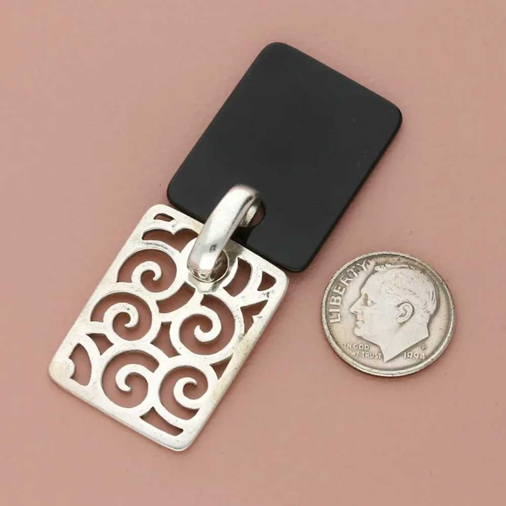 Sterling Silver Black Onyx & Spirals Tag Pendant - image 3