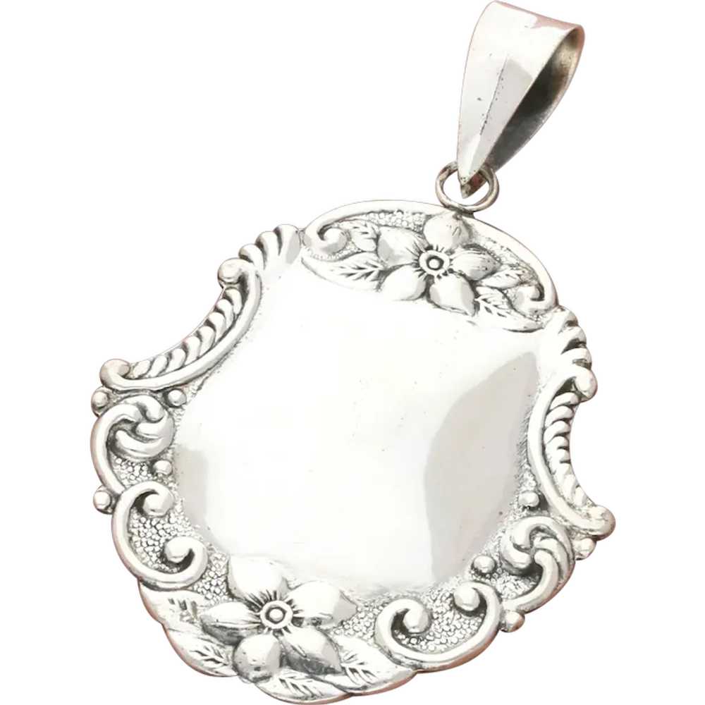 Sterling Silver Vintage Engravable Floral Scroll … - image 1