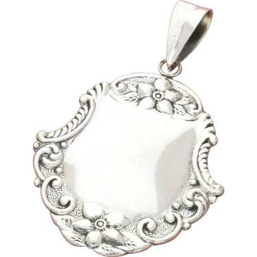 Sterling Silver Vintage Engravable Floral Scroll … - image 1