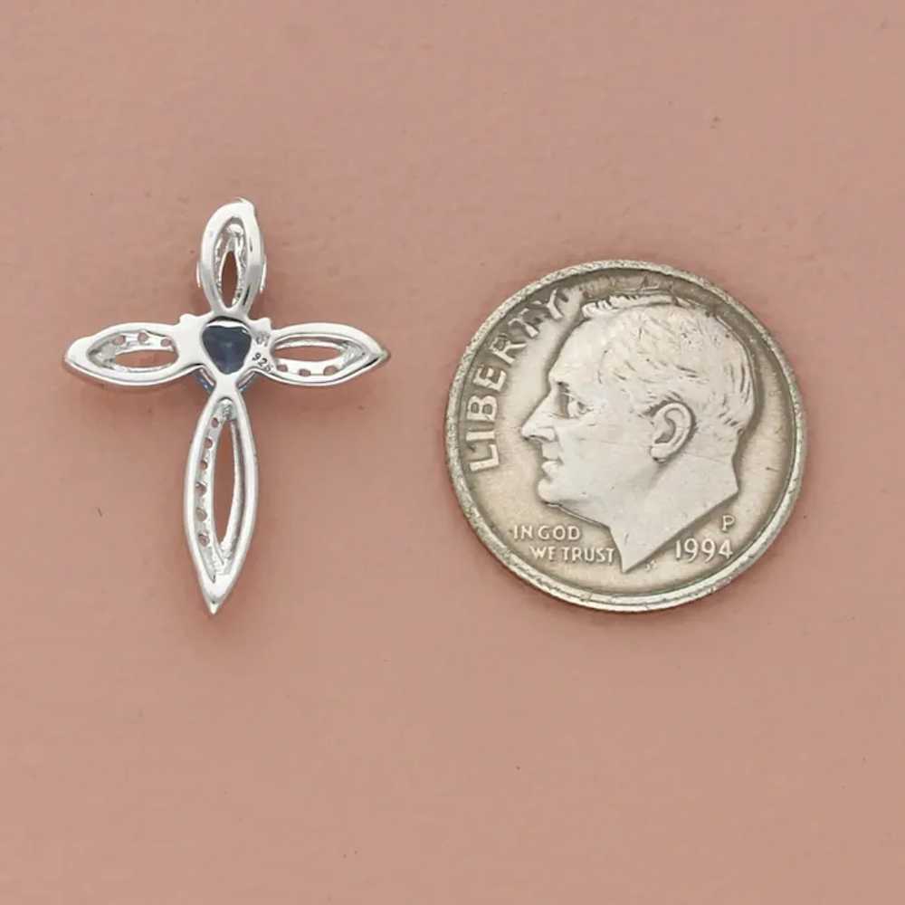 Sterling Silver Dainty Blue & White Topaz Cross P… - image 4