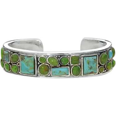 Southwest Style Vintage Sterling Silver Turquoise… - image 1