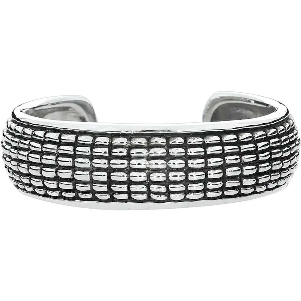 Heavy Sterling Silver Vintage Ridged Cuff - image 1