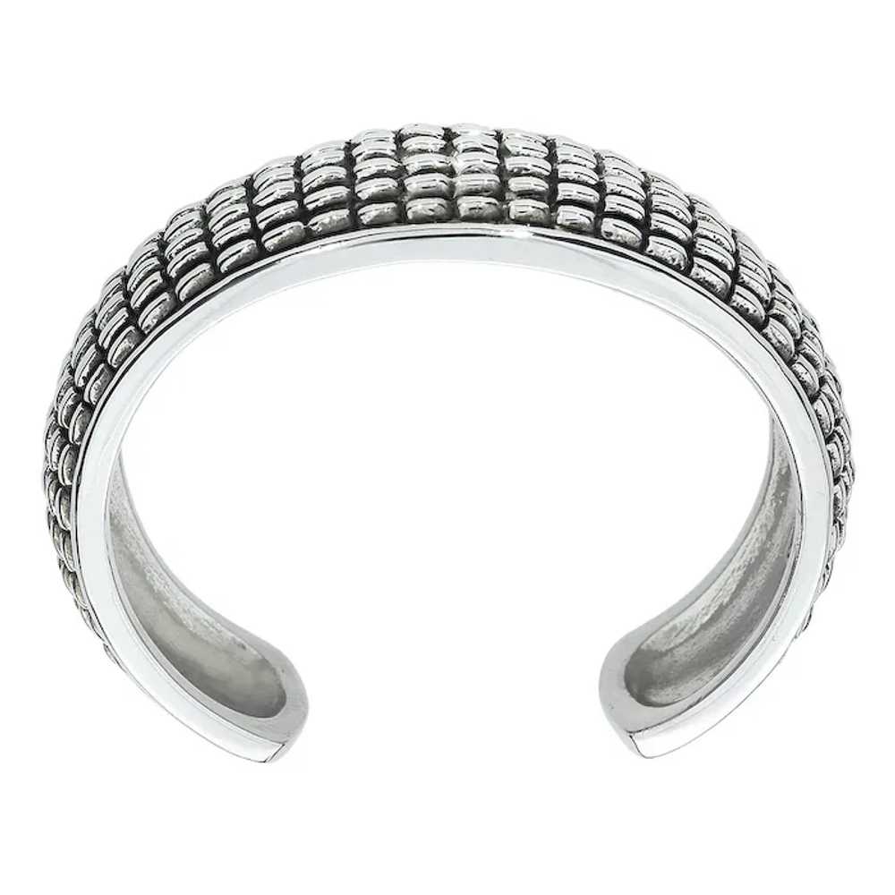 Heavy Sterling Silver Vintage Ridged Cuff - image 3