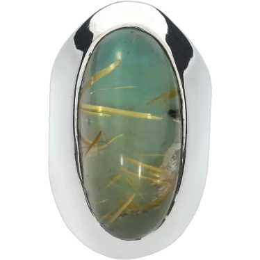 Sterling Silver Vintage Rutilated Quartz Cabochon… - image 1