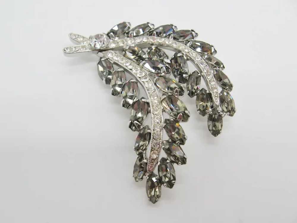 Vintage Grey and Clear Rhinestone Weiss Brooch an… - image 2