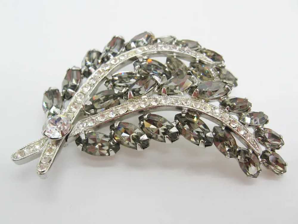 Vintage Grey and Clear Rhinestone Weiss Brooch an… - image 3