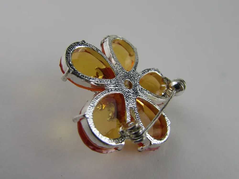 Yellow Lucite Petals and Crystal Center Pin - image 10