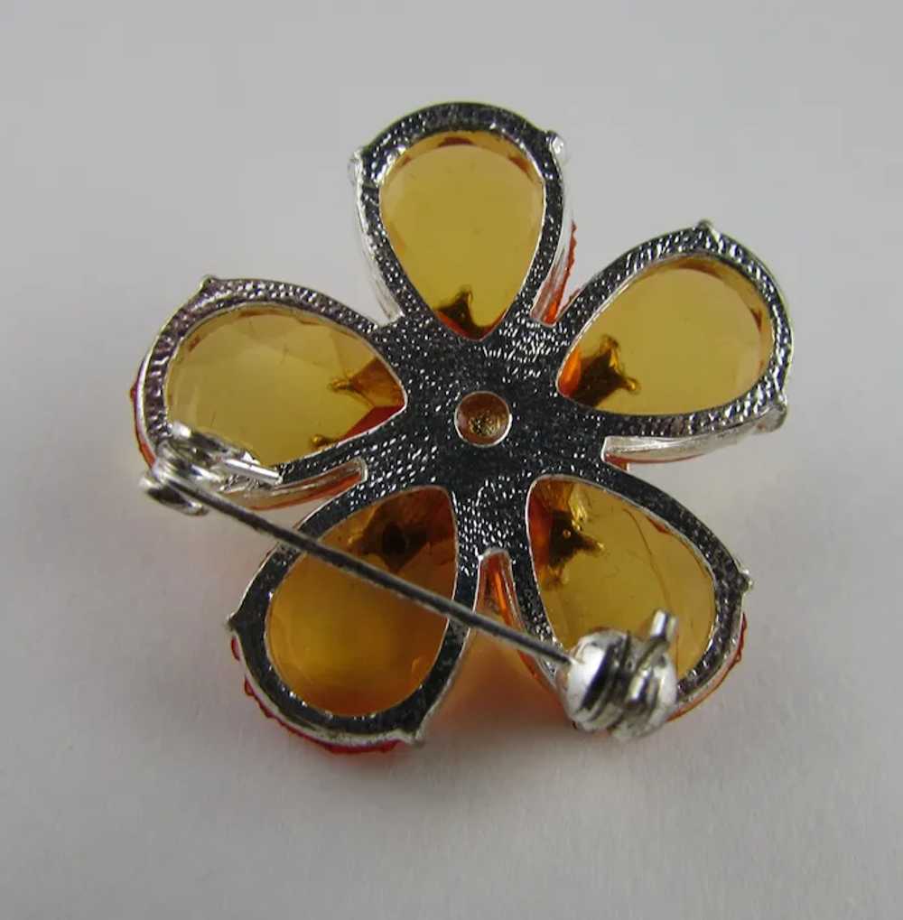 Yellow Lucite Petals and Crystal Center Pin - image 11