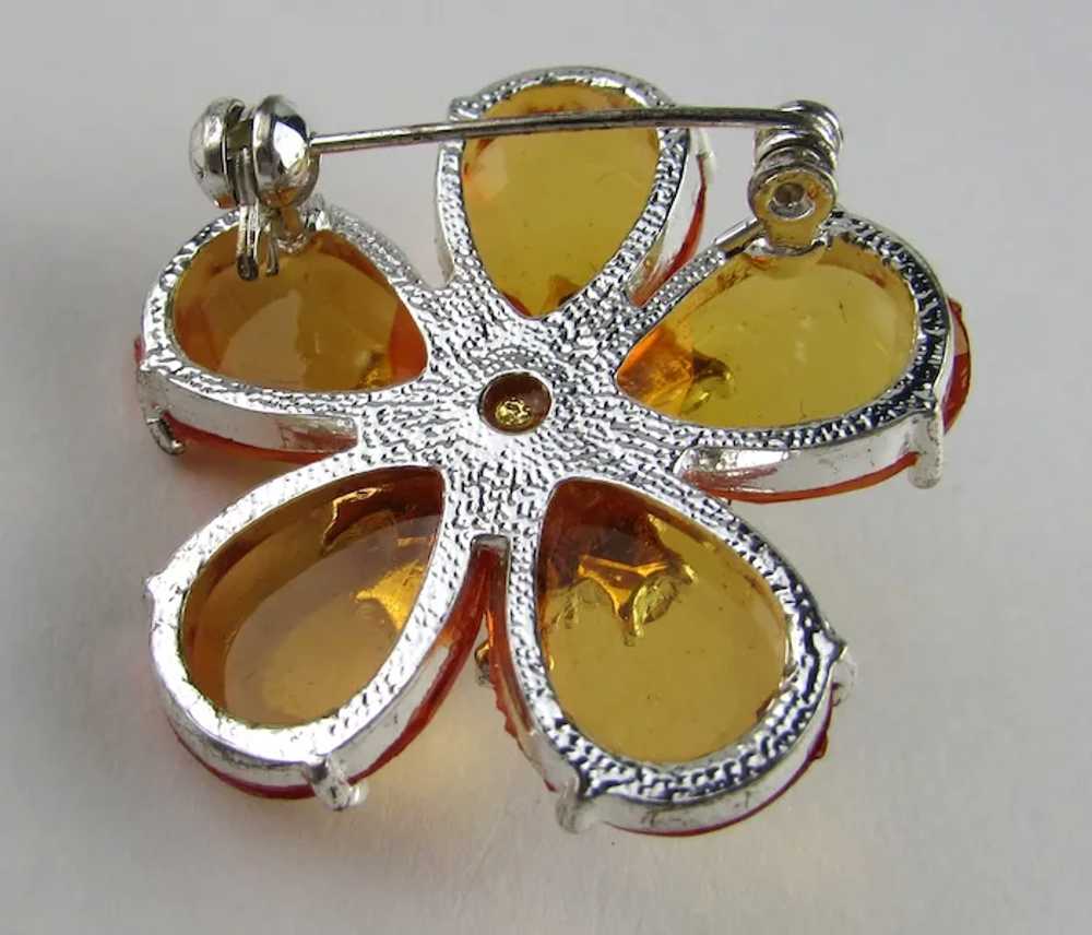 Yellow Lucite Petals and Crystal Center Pin - image 3