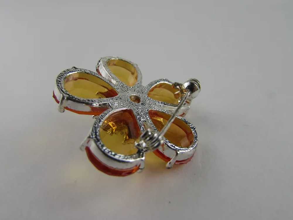 Yellow Lucite Petals and Crystal Center Pin - image 7