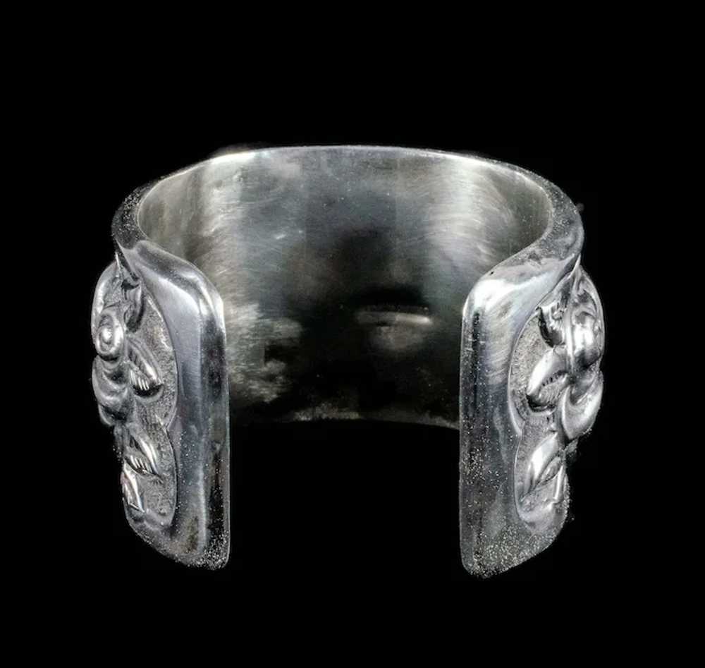 Mexican Deco silver Aztec Roses Cuff Bracelet ~ c… - image 7