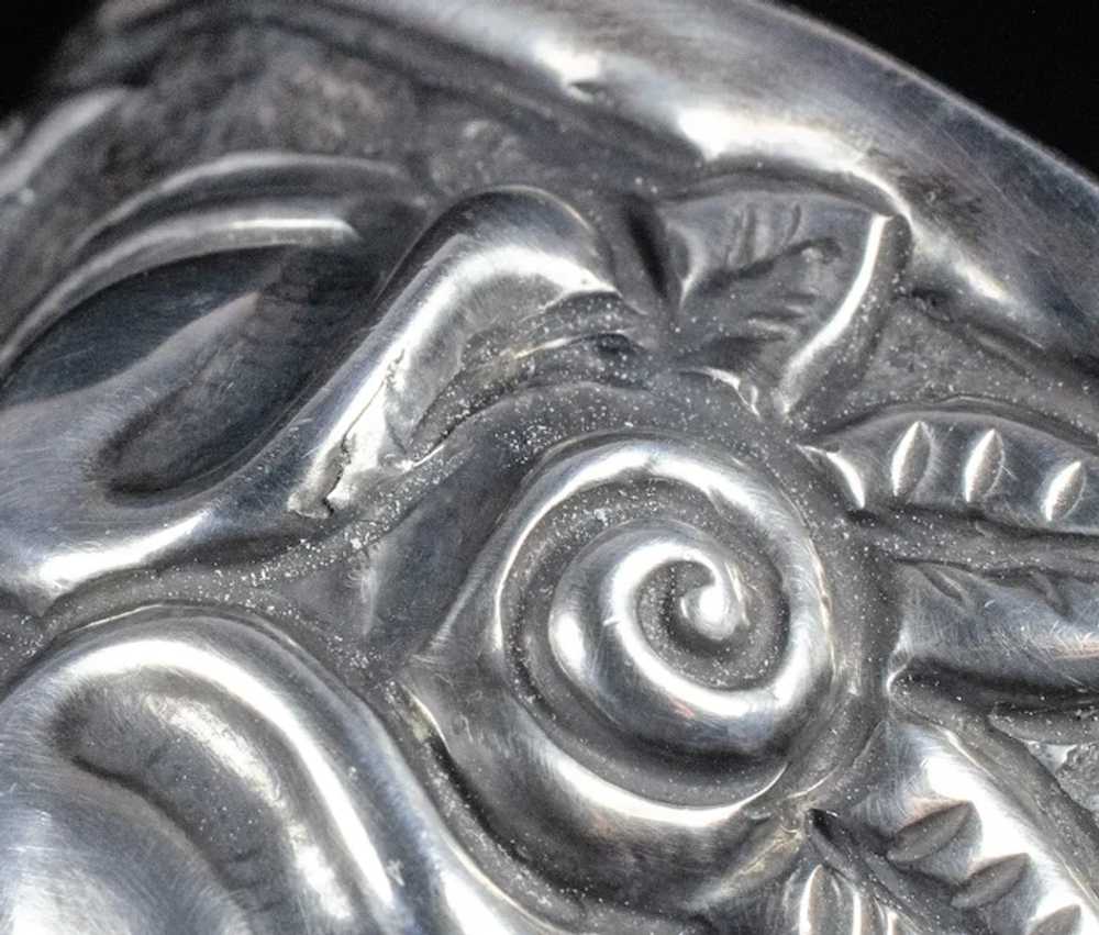 Mexican Deco silver Aztec Roses Cuff Bracelet ~ c… - image 8