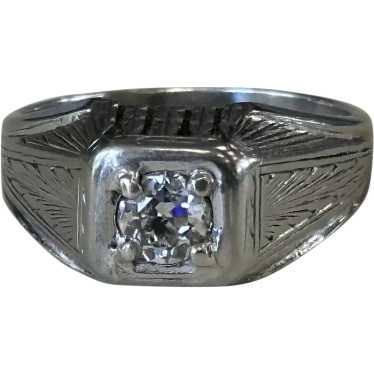 Antique 14k Euro Diamond Ring - image 1
