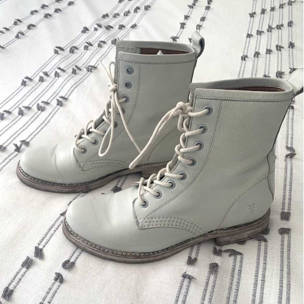 FRYE Off White Veronica Combat Boots 7.5 - image 2