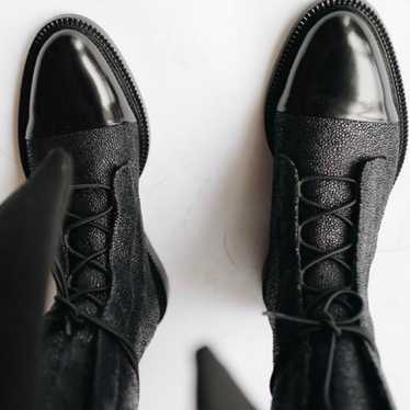 Inch2 Caviar Brogue Black Leather Lace Up Boots S… - image 1