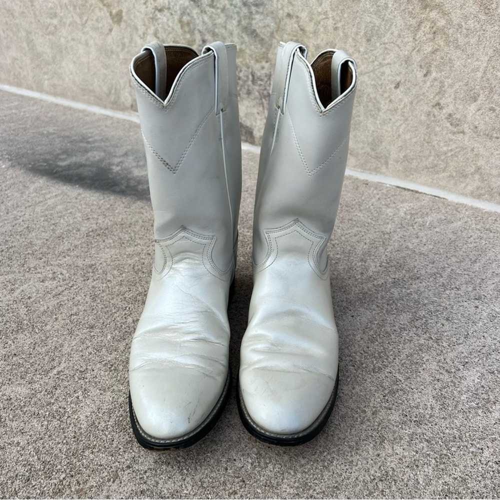 Vintage 90s Justin Roper Boots Pearl White Pull O… - image 2