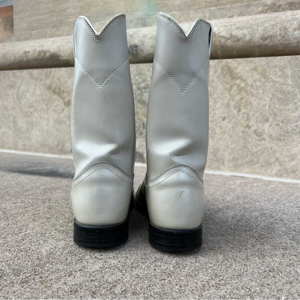 Vintage 90s Justin Roper Boots Pearl White Pull O… - image 4