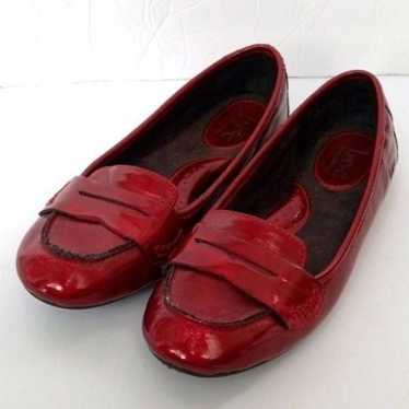 BOC Born Red Faux Patent Flats Penny Loafers Wome… - image 1
