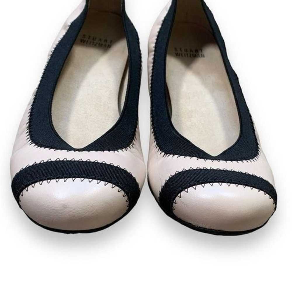 Stuart Weizmann Ballet Flat Shoes Cream Black Lea… - image 4