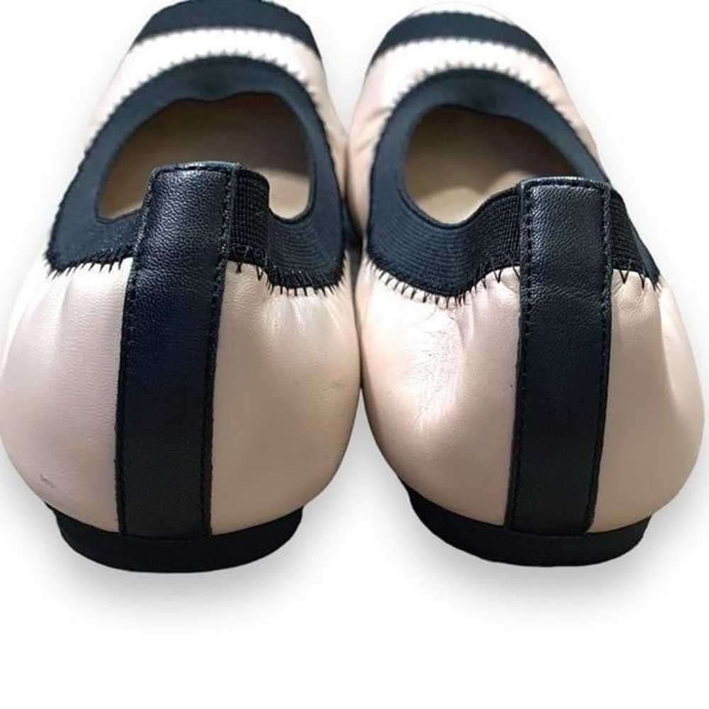 Stuart Weizmann Ballet Flat Shoes Cream Black Lea… - image 5