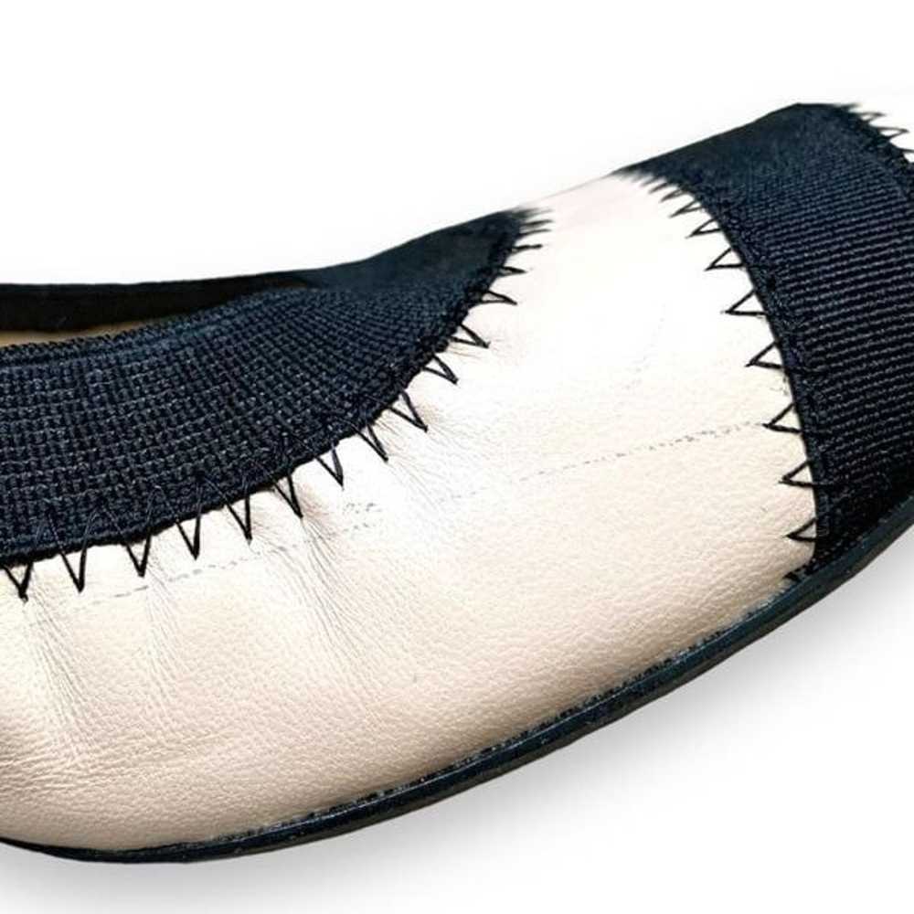 Stuart Weizmann Ballet Flat Shoes Cream Black Lea… - image 6