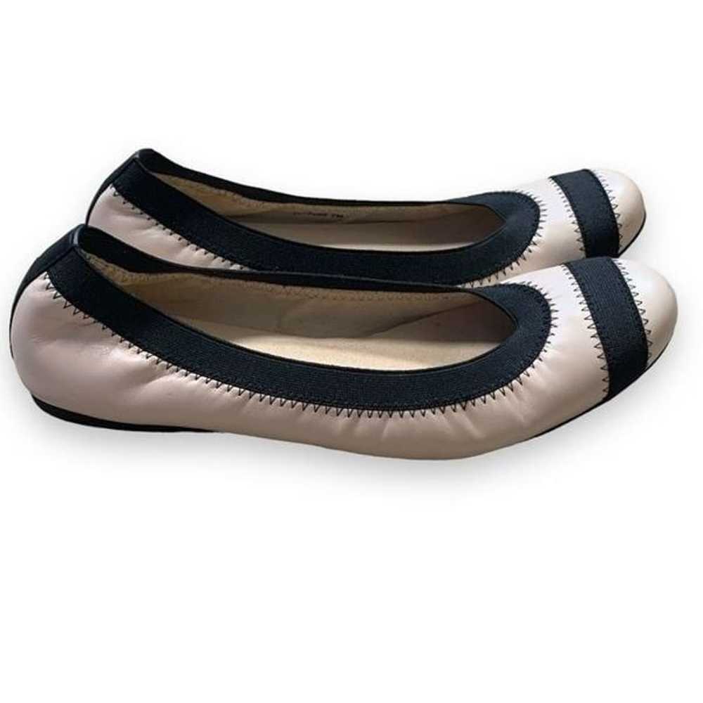 Stuart Weizmann Ballet Flat Shoes Cream Black Lea… - image 7