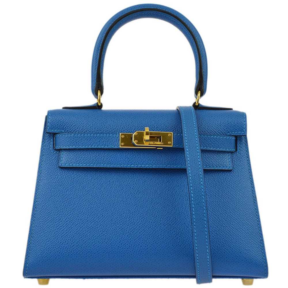 Hermes HERMES 2003 Blue Courchevel Kelly 20 Selli… - image 1