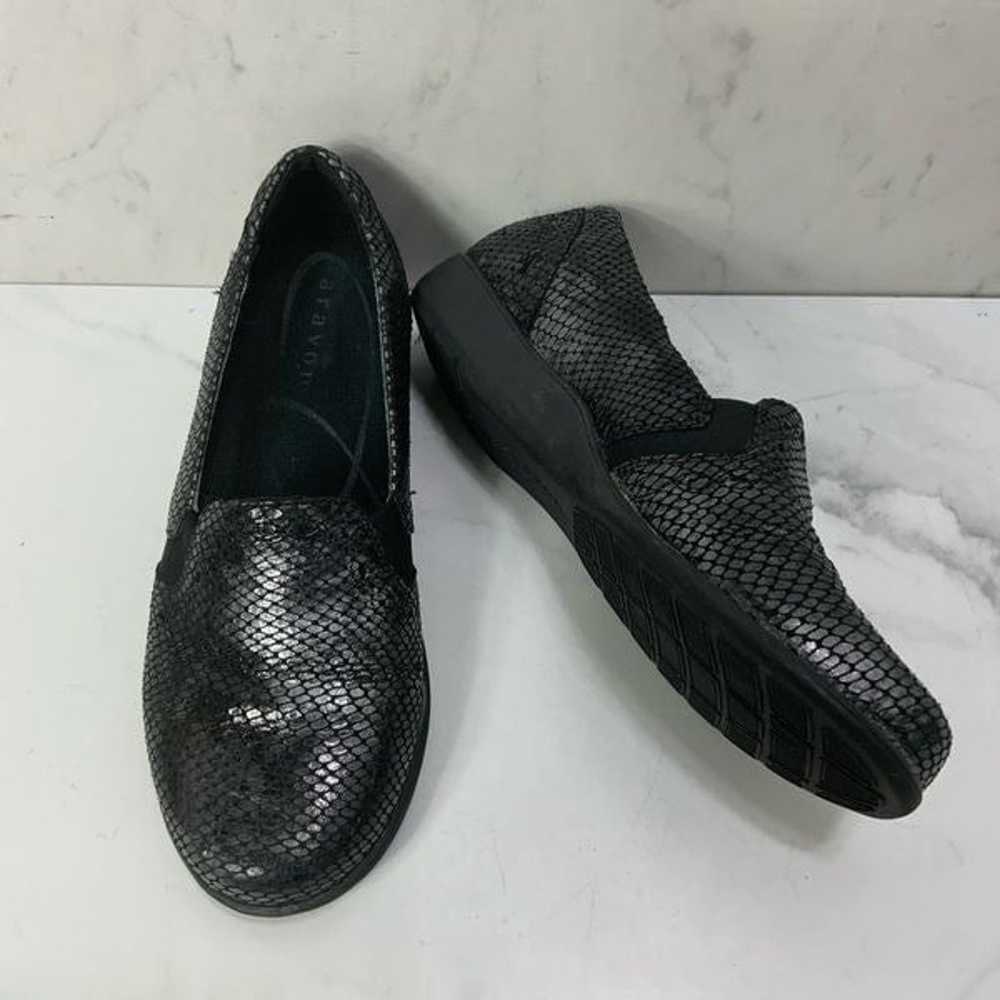ARAVON black leather slip on shoes - image 3