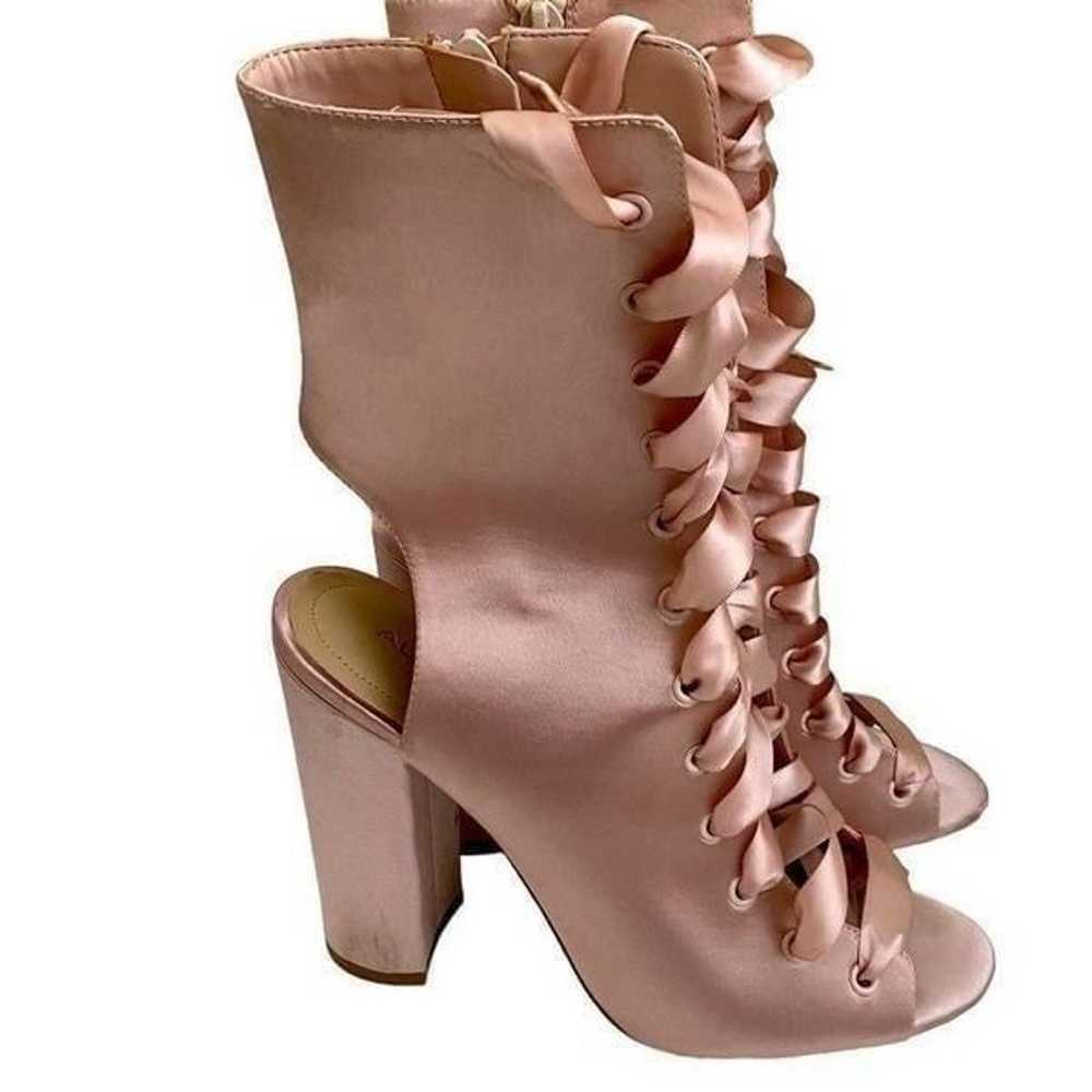 Aldo Pink Satin Lace Up Open Toe Chunky Heel Boot… - image 10