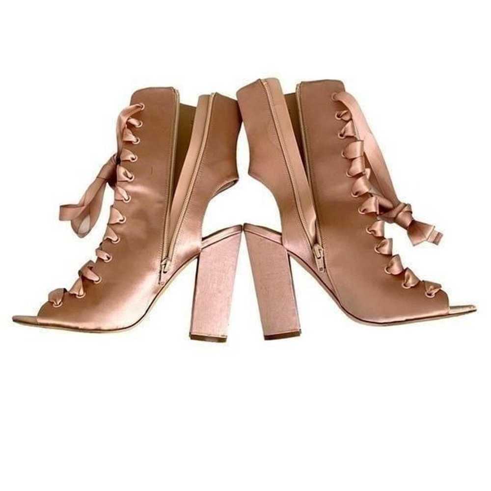 Aldo Pink Satin Lace Up Open Toe Chunky Heel Boot… - image 11