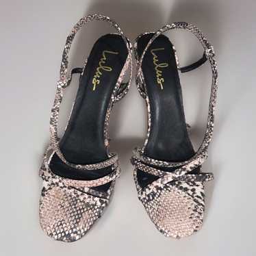 Lulus Strappy Snakeskin Heels 8 - image 1