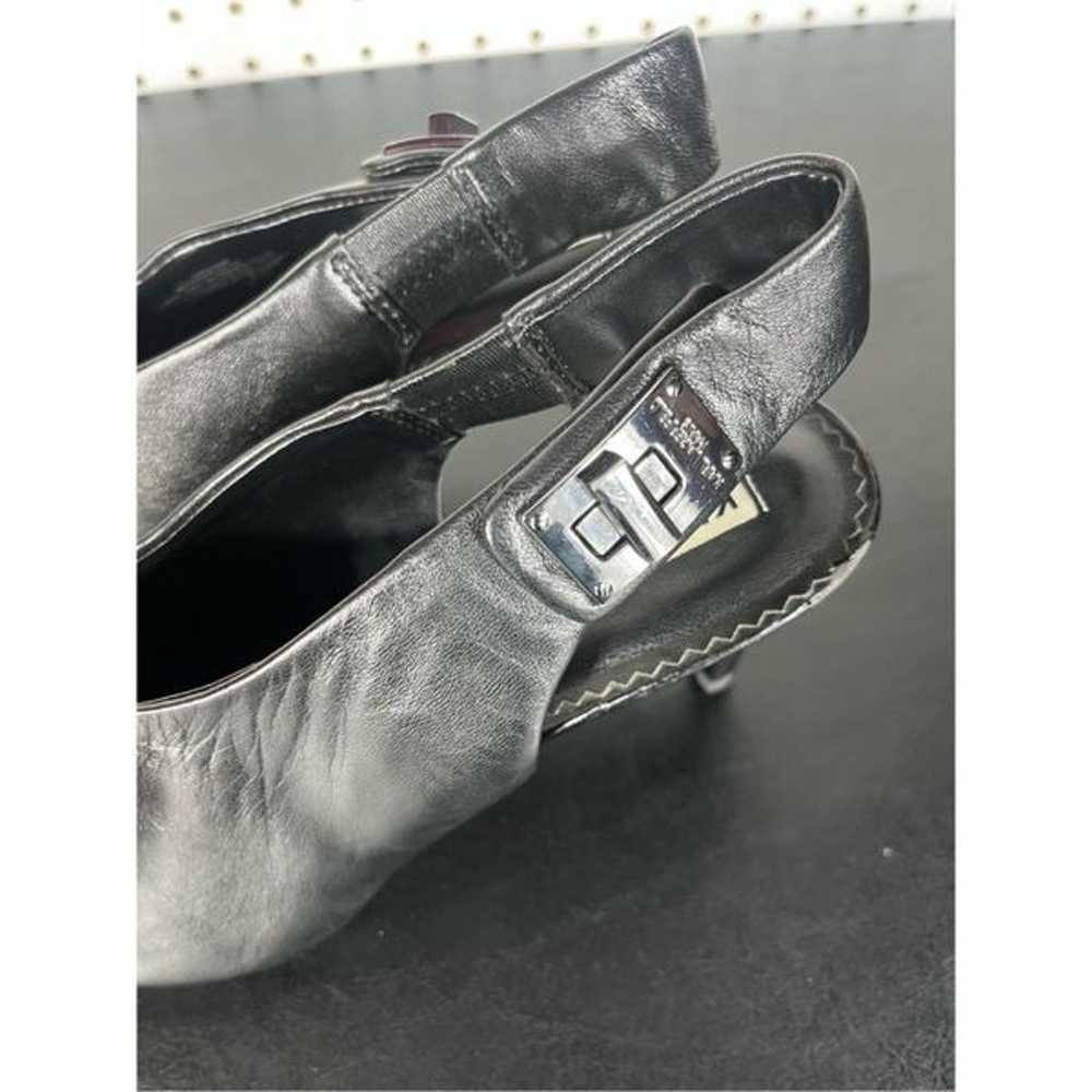 Karl Lagerfeld leather sling back stiletto heels - image 7