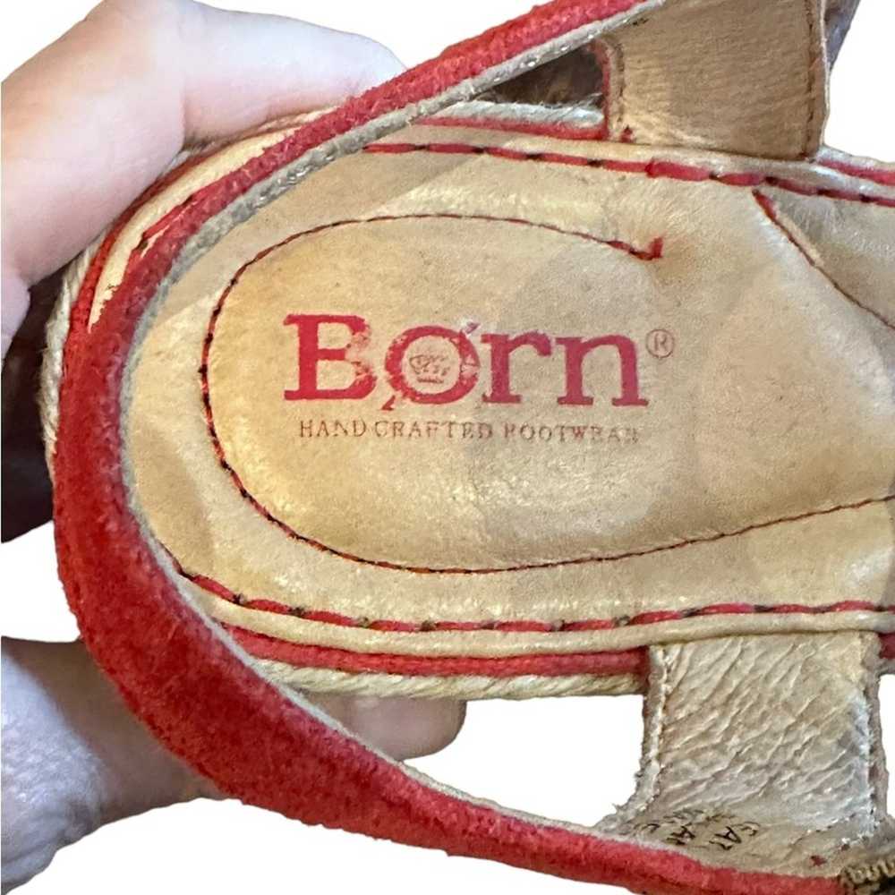 Born Ladies Size 7 Red Suede Wedge with Sisal Hee… - image 7