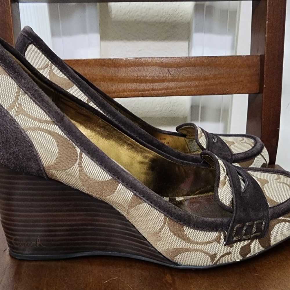 Coach Nela Brown Wedge Shoes 8 - image 2