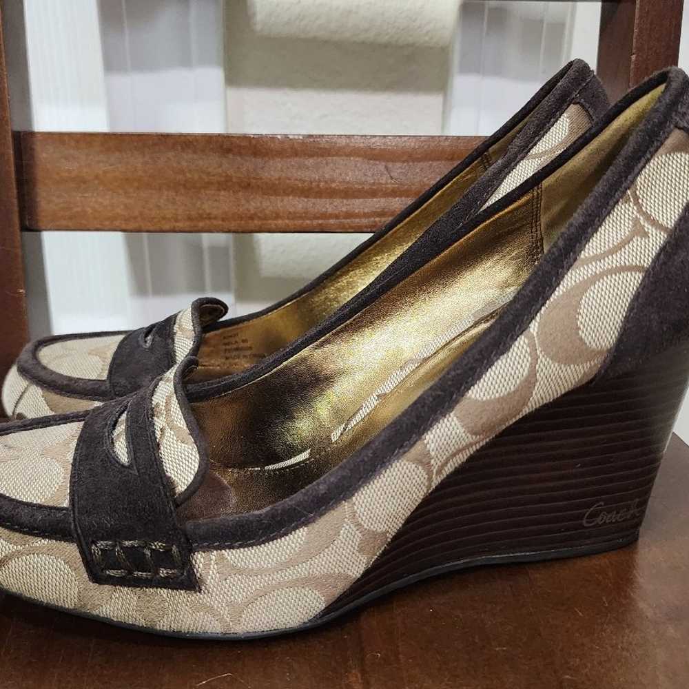 Coach Nela Brown Wedge Shoes 8 - image 3