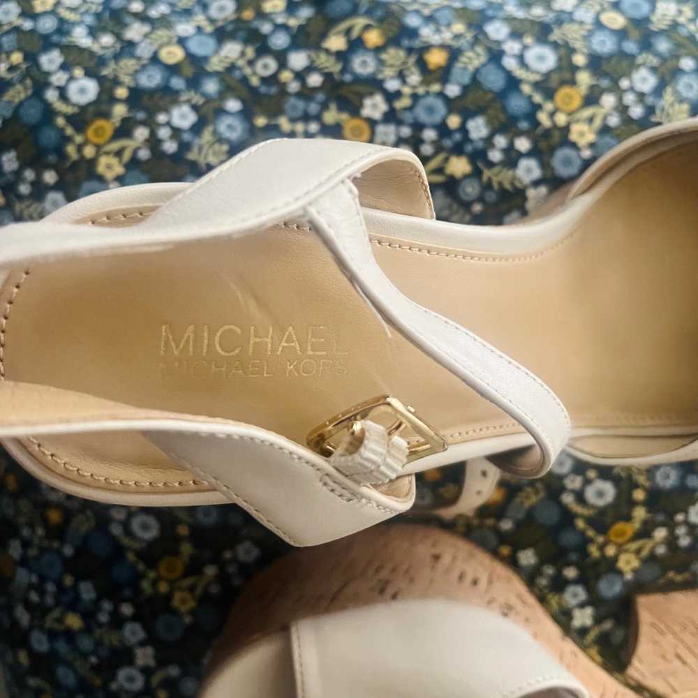 Michael Kors platform beige gold trim heels - image 4