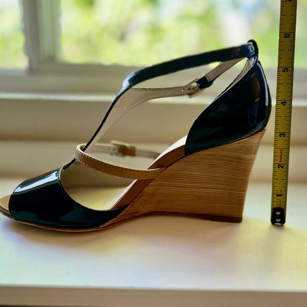 TOD'S Black & Beige Patent Leather T Strap Ankle … - image 9