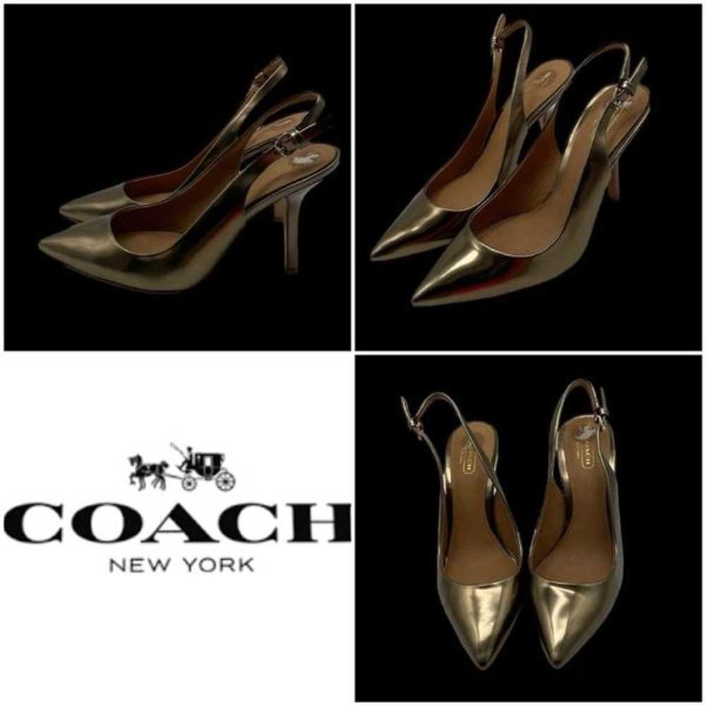 Coach “Lilly” Metallic Bronze Pointed Toe Stilett… - image 1