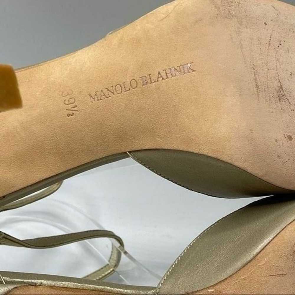 Manolo Blahnik gold ankle strap heels - image 2