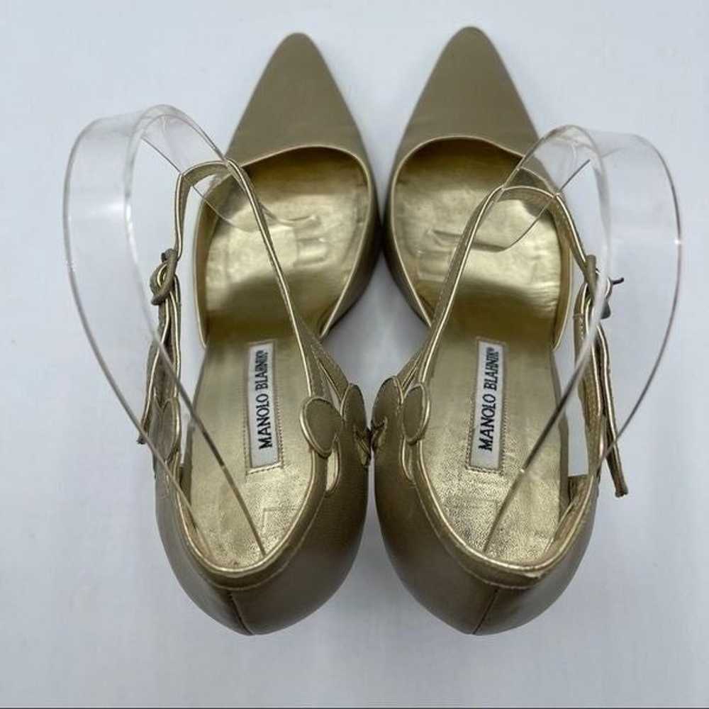 Manolo Blahnik gold ankle strap heels - image 7