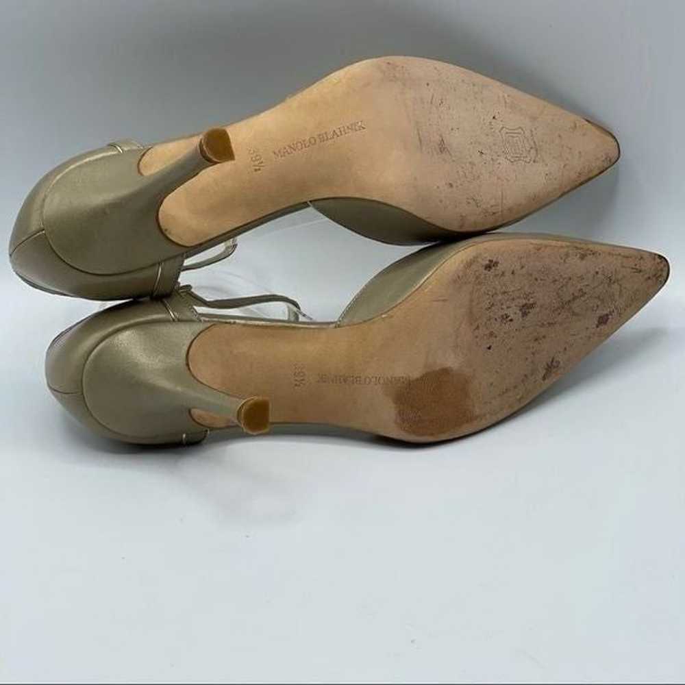 Manolo Blahnik gold ankle strap heels - image 8