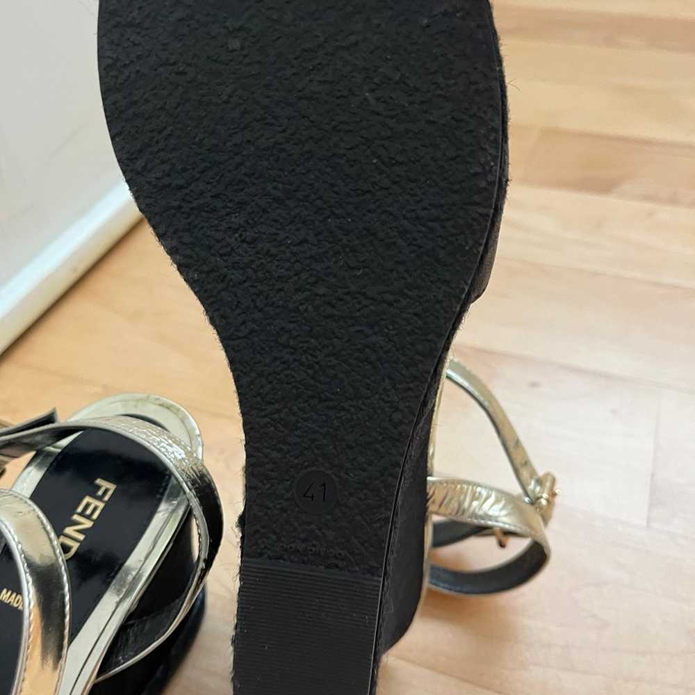 Fendi black w/ gold wedge heel sandals 41 - image 3
