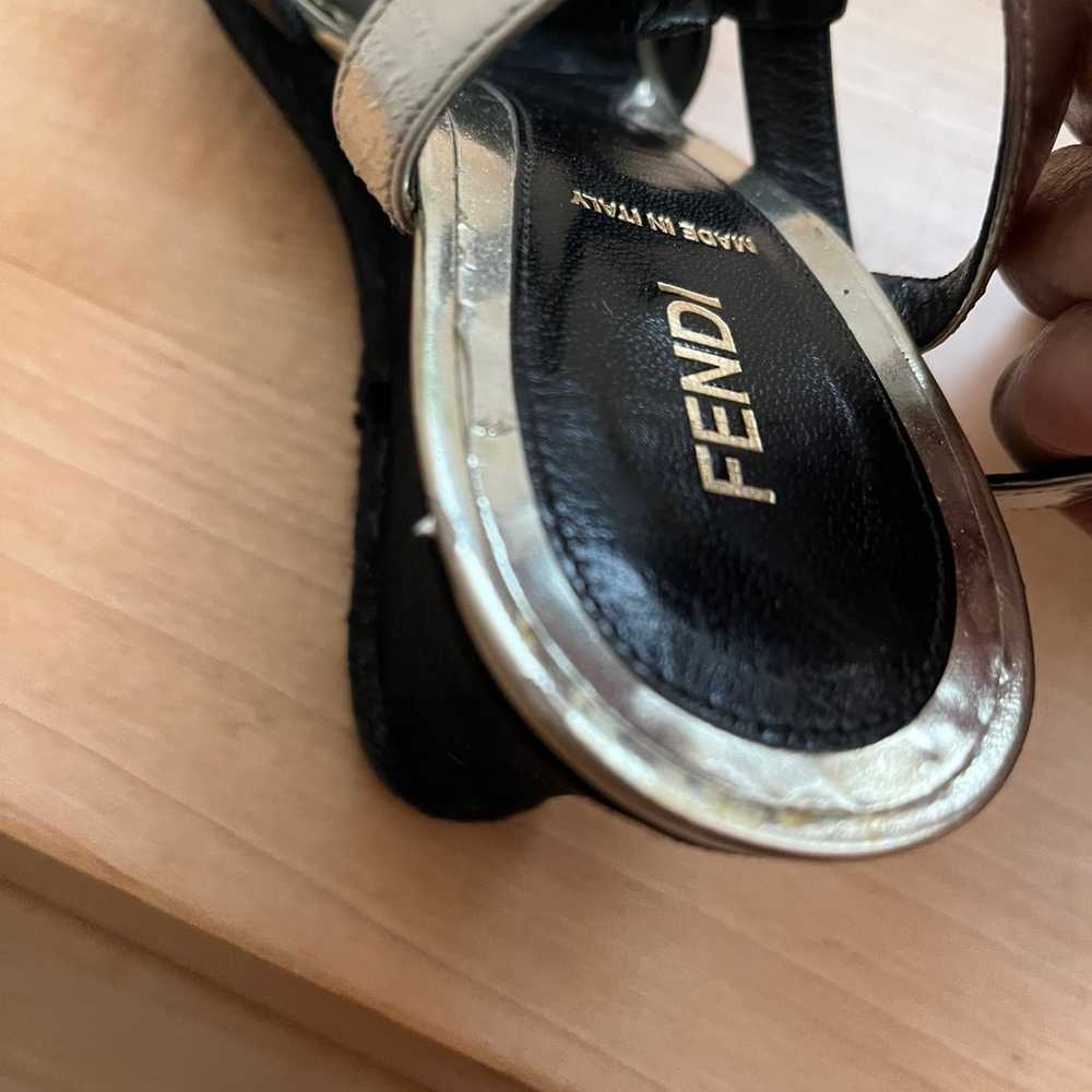 Fendi black w/ gold wedge heel sandals 41 - image 5